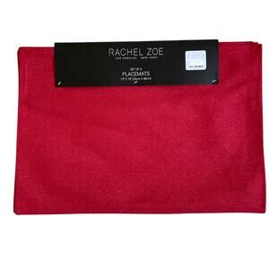 6pc Rachel Zoe Holiday Red Sparkle Placemats 13x19 Chic Christmas Decor New
